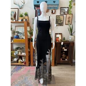 1990s Deadstock Nicole Bakti Black Low-Back Evening Dress